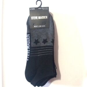 STEVE MADDEN 8 PAIRS BUNDLE MEN'S BLACK GRAY LOW CUT SOCKS SHOE SIZE 6-12.5 NWT